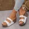 Fashion 2025 Summer New Women's Slippers Summer Pearl Wedge Slippers Retro Rivet Thick Bottom Sandals Women Roman Platform Slides Shoes