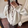 Autumn Winter single-breasted Knitted Sweater Short Cardigan jacket Loose Crew Neck korean Fashion solid Sweaters youth Women