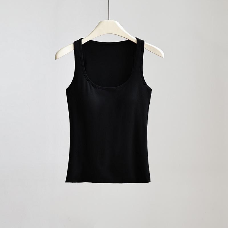 

Женская майка из мериносовой шерсти облегающего кроя с нагрудными вкладышами - Теплый осенне-зимний базовый слой с U-образным вырезом L (50-60 kg)
