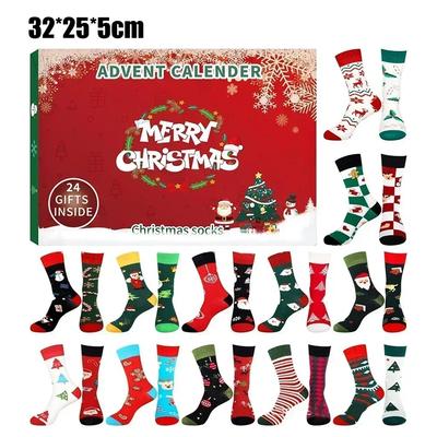Christmas Sock Advent Calendar Featuring 24 Days of Holiday Countdown and 12 Pairs of Socks for Seasonal Warmth