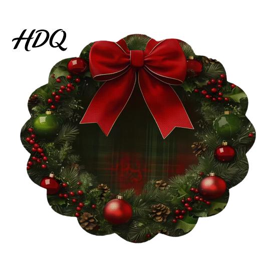 Round Christmas Placemat Placemat 14 Inch Festive Pattern Anti Slip Tabletop Protector Tableware Heat Insulation Place Mat for Dining Table Kitchen