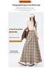Women's 2026 Spring Retro Plaid High-Waist A-Line Skirt with Elastic Waist and Wide Hem