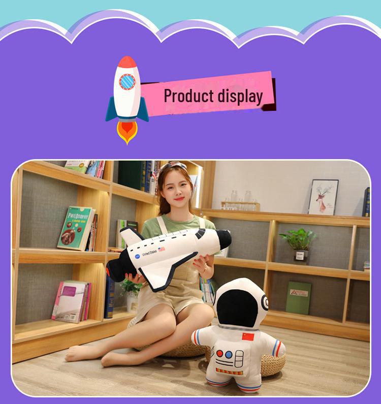 Jucărie de pluș cu pernă astronaută navă spațială - păpușă de dormit avion pentru băieți