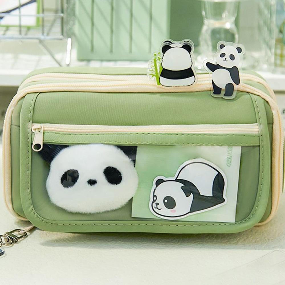 Panda Pencil Bag High Beauty Duty Girl Pencil Bag Large Capacity Junior High School Stationery Bag