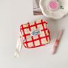 Bolsa de Cosméticos de Cuadros Grandes Coreana Bolsa de Higiene Femenina de Cereza Pequeña de Alto Valor Bolsa de Almacenamiento Mini Portátil Bolsa para Auriculares Bluetooth