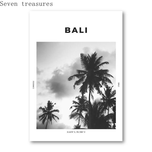 

Travel poster with palm tree print, black and white photography poster, Canggu, Ubud, palm tree, tropical picture painting 21x30cm No Framed