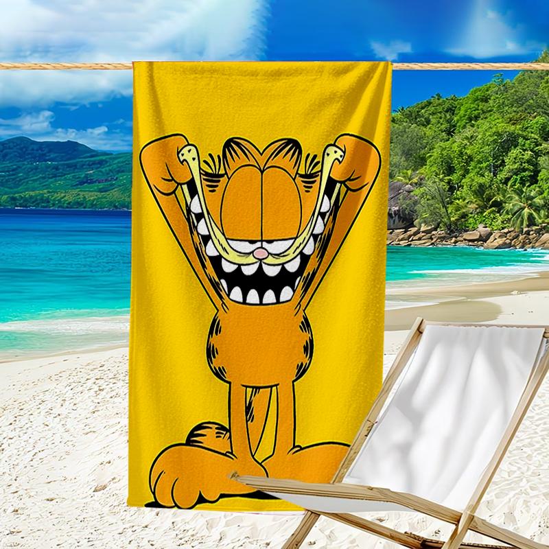 proof beach towel with a Cute Garfield pattern - soft,absorbent,quick-drying,machine washable - perfect for swimming,camping,bathing