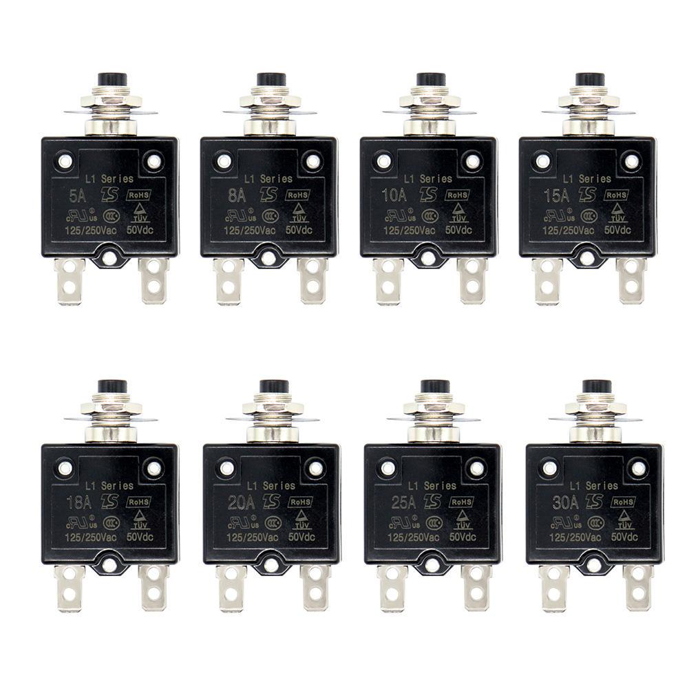 20A Push Button Switch 125//250VAC 50VDC Thermal Circuit Breaker NEW