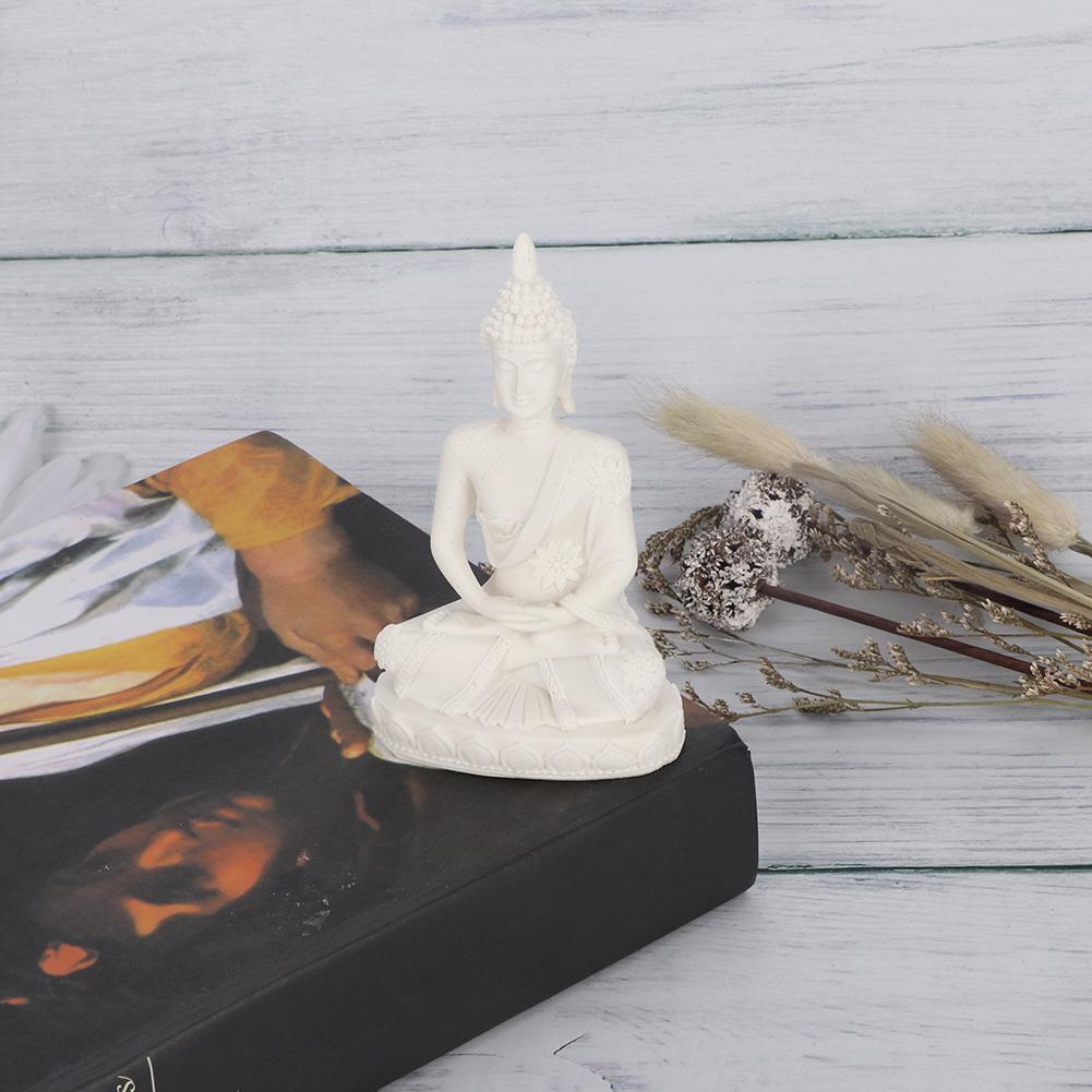Meditating Seated Buddha Statue Carving Figurine Craft for Home Decoration Ornament (Gold)