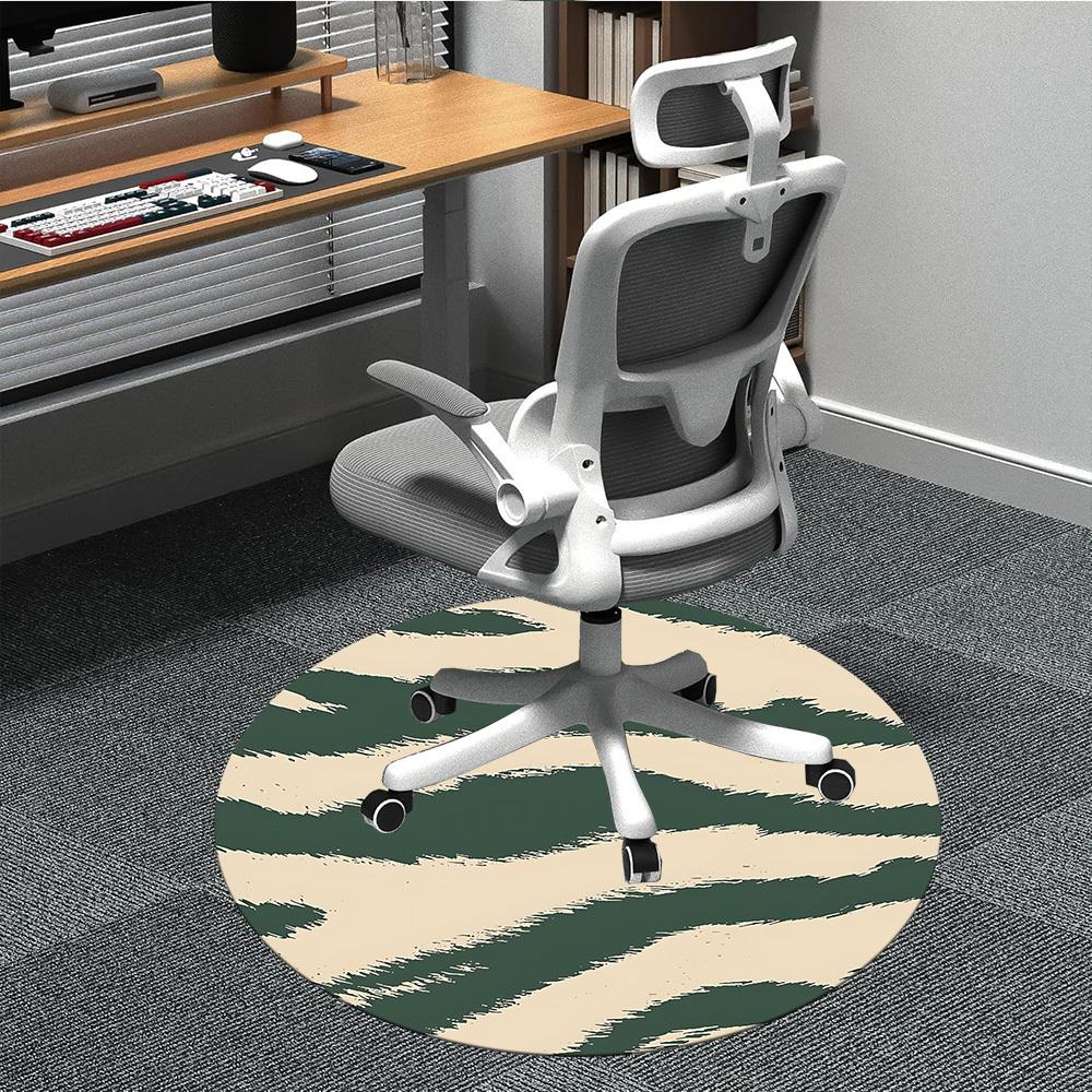 1PCZebra Stripes Office Round Area Rug, Mat Suitable For Office, Under Office Chairs Bedroom Living Room Home Decor, Room Deco