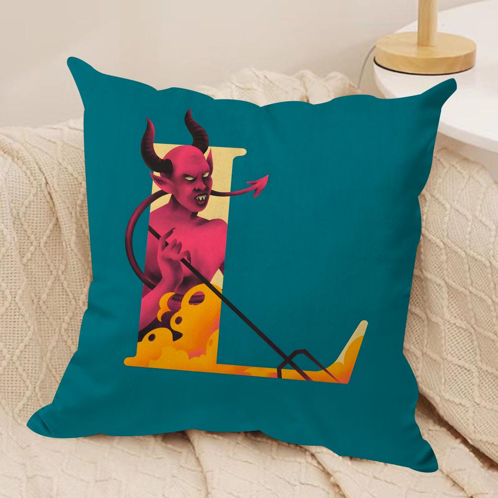 Interesting Letters Cushion Cover Soft Plush Fabric DoubleSided Printed Sofa Cushion Cover for All Seasons Home Decor Gift