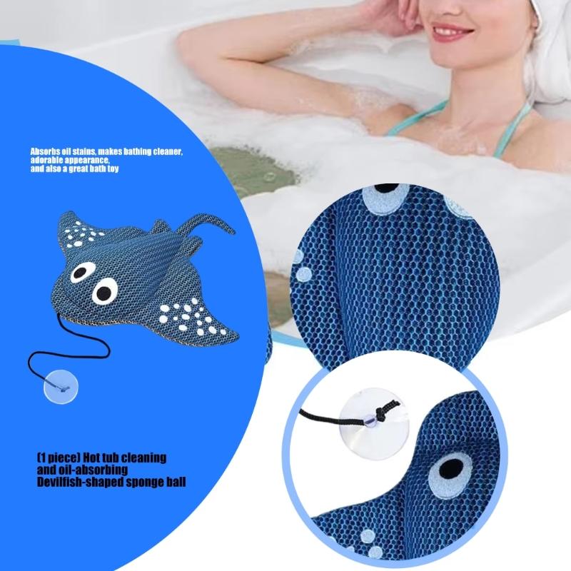 Hottubs Scum Absorber Sponge Ball with Unique Devil Fish Effectively Removes Stubborn Water Stains and Greases Buildups