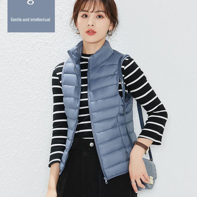 Youjia Dámská lehká vesta s 90% prachovým peřím z bílé kachny - Bez rukávů, hřejivá a stylová pro podzim a zimu