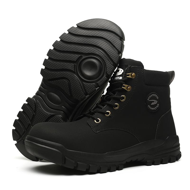 Safety Shoes Men's Leather Welding Shoes, Anti-smashing, Anti-puncture, Non-slip Sports Steel Toe Work Membrane Boots for Men
