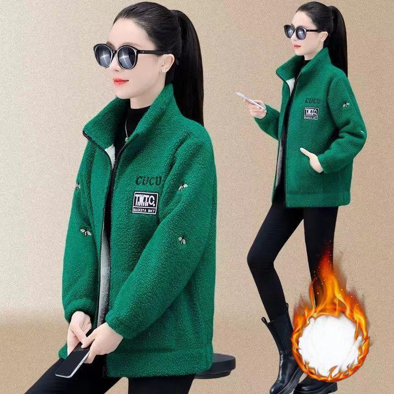 

Женская куртка осень/зима из плюша корейского производства, большой свободный новый утолщенный плюшевый теплый кардиган 3XL