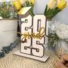 Class of 2025 Graduation Table Sign High School College Graduates Bachelor Hat Wooden Sign with Base Home Graduation Ceremony Party Decoration