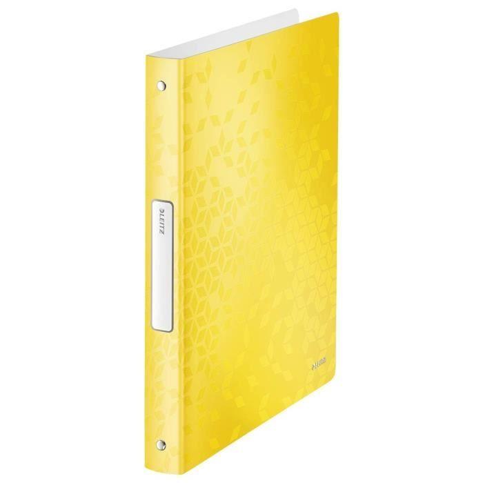 Classeur 4 Anneaux - LEITZ - Jaune - Capacité 190 Feuilles - Dos 25 mm - Finition Texturée