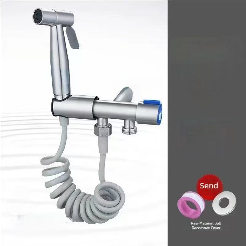 Stainless steel bathroom accessory set suitable for bathrooms, modern dual-mode bathroom with dual outlet angle valves