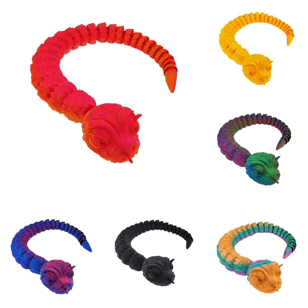 Printed 3d Big Eyes Snake Toy Gradient Color Animal Figurine Interactive Joint