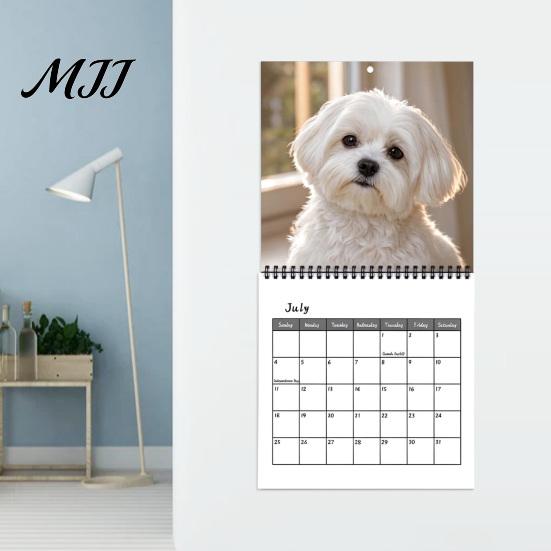Thick Paper Monthly Planner 2027 Maltese Wall Calendar, Cute Dog Photography Hanging Pet Jan.2027-Dec.2027 12 for Home Office Academic Organizer