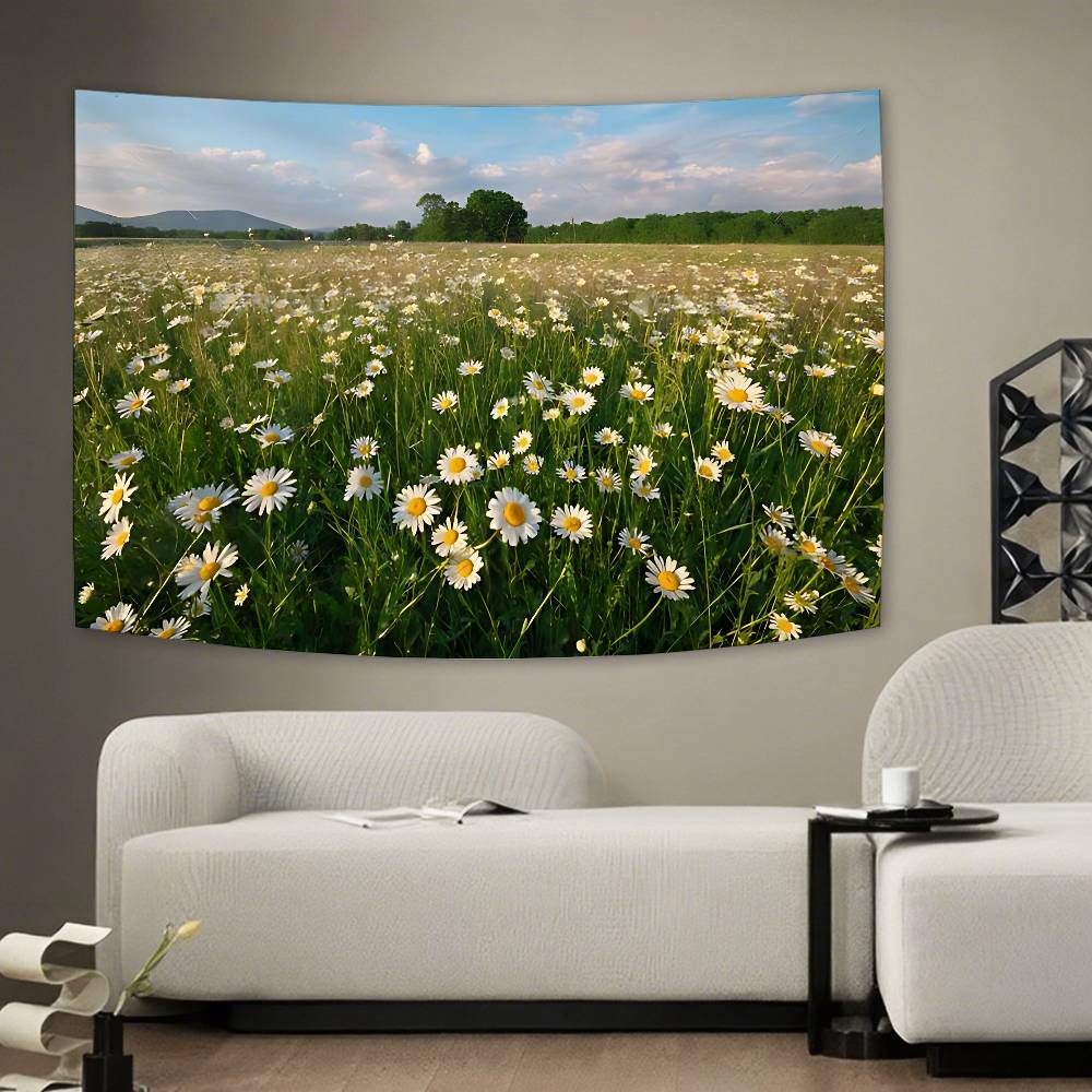 Flower Field Tapestry Wall Hanging Tapestry Art Deco Style Blanket Curtain Home Bedroom Living Room Decoration