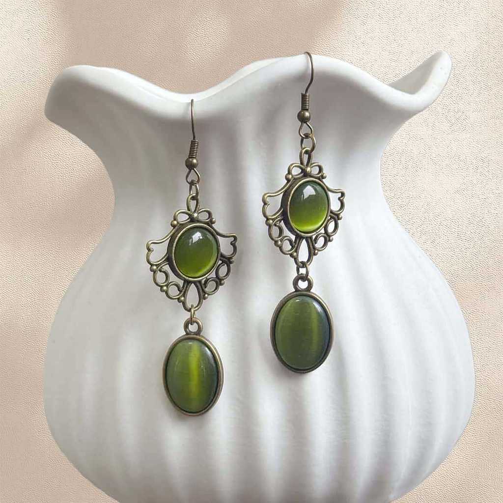 Medieval Style Retro Alloy Earrings With Handcrafted Finish For Ladies