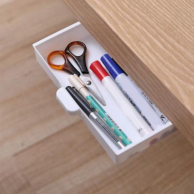 Under Desk Storage Box Slide Out Table Adhesive Stationery Pen Organization for Home Kitchen Fork Spoon Organizer