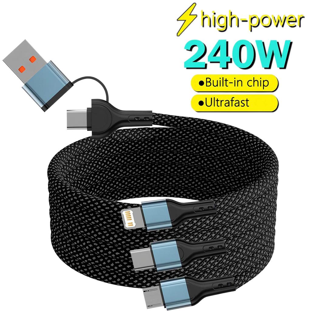 3 In 2 Fast Charging Cord for Iphone Samsung Huawei Micro Usb Type C Charger Cable 1.2M Multi Usb Port Multiple Usb Charging Cor