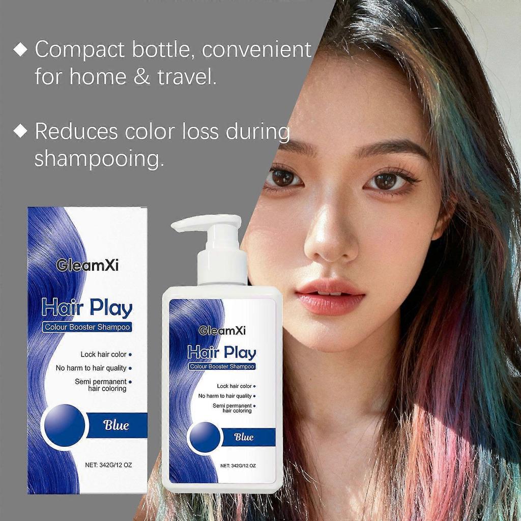 GleamXi Blue Hair Shampoo Gently Cares For Smooth Hair Texture, Naturally Color-Enhancing Hair Luster Shampoo