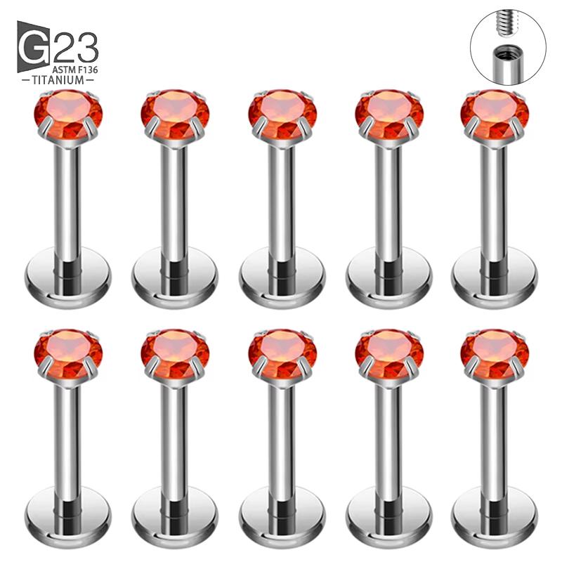 10 Stück ASTM F136 Titan 2/2,5/3/4mm CZ Labret Stud 16G Tragus Helix Knorpel Conch Flatback Ohrläppchen Piercing Körperschmuck