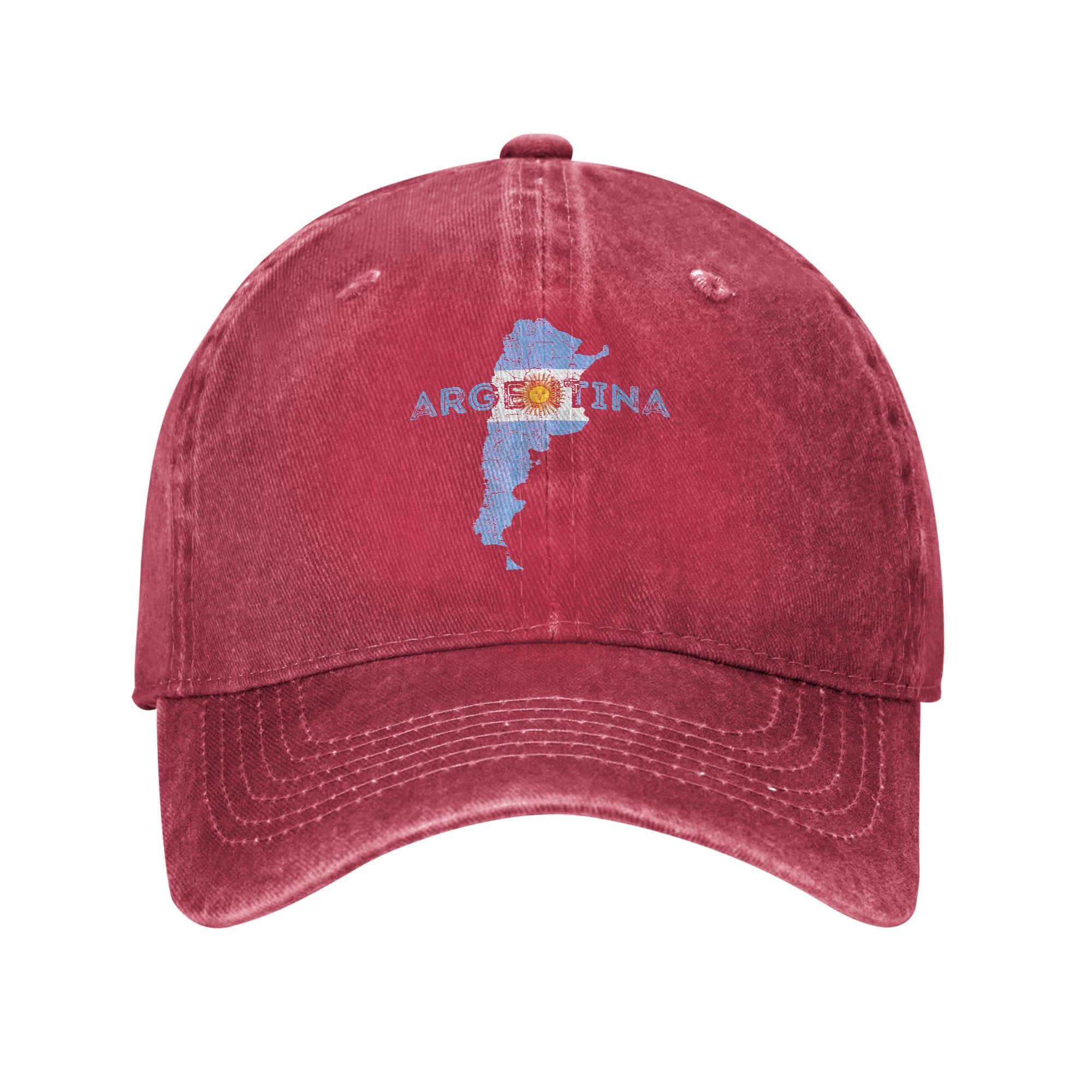 Argentinian Map and Flag Souvenir Argentina Unisex Women Baseball Cap Distressed Denim Hats Cap Vintage Workouts Adjustable One Size