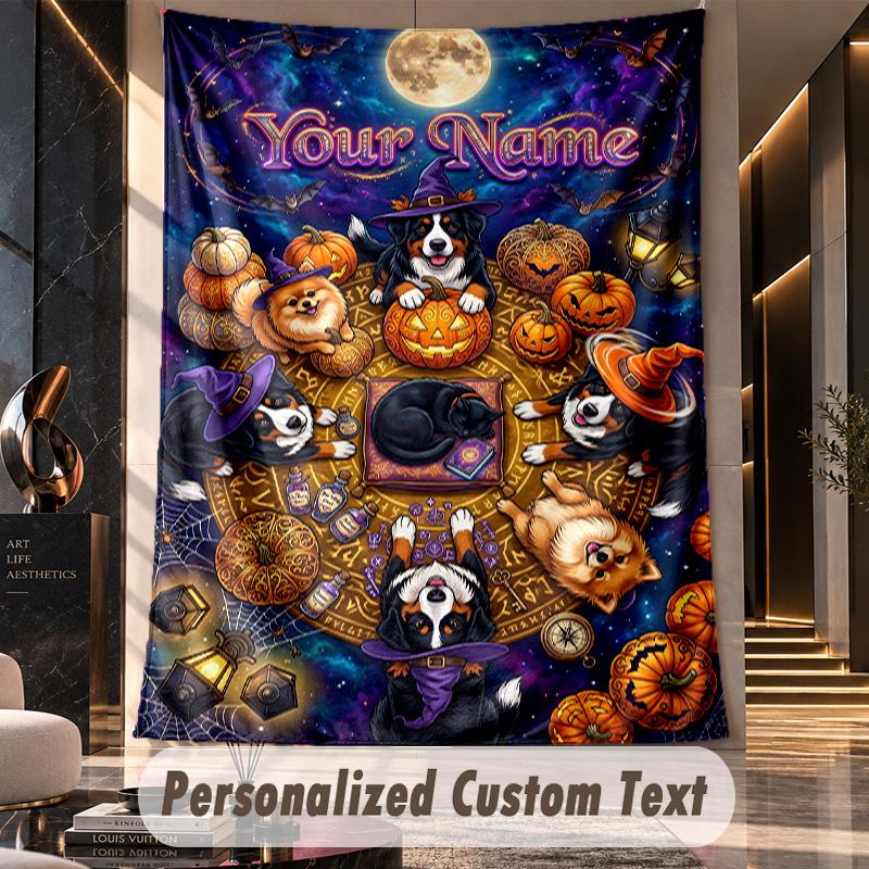 Halloween (1) Theme Custom Tapestry Personalized Custom Name Text Wall Hanging Tapestry Home Decor Background Cloth