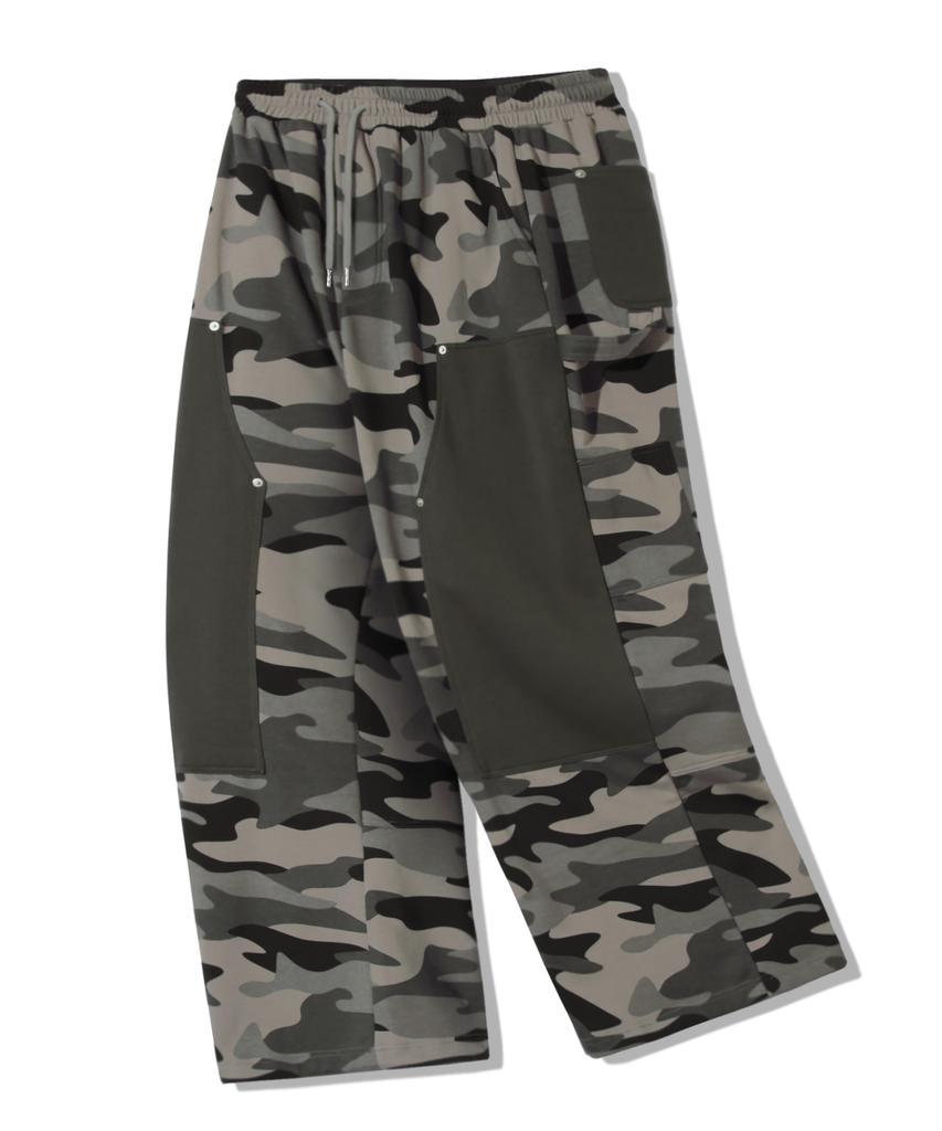 TRILLION Camo Carpenter Wide Sweatpants_Gray