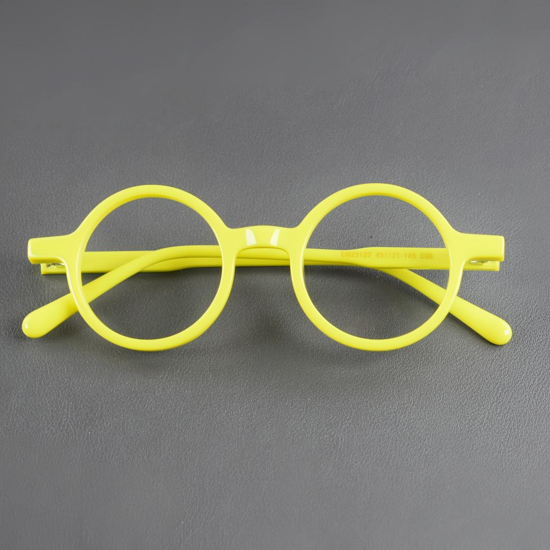 

Simple Retro Round Glasses Acetate Myopia Eyeglasses Anti-Blue Light Cylinder Lens Women Customizable Prescription Glasses Frame plastic demo lens жовтий