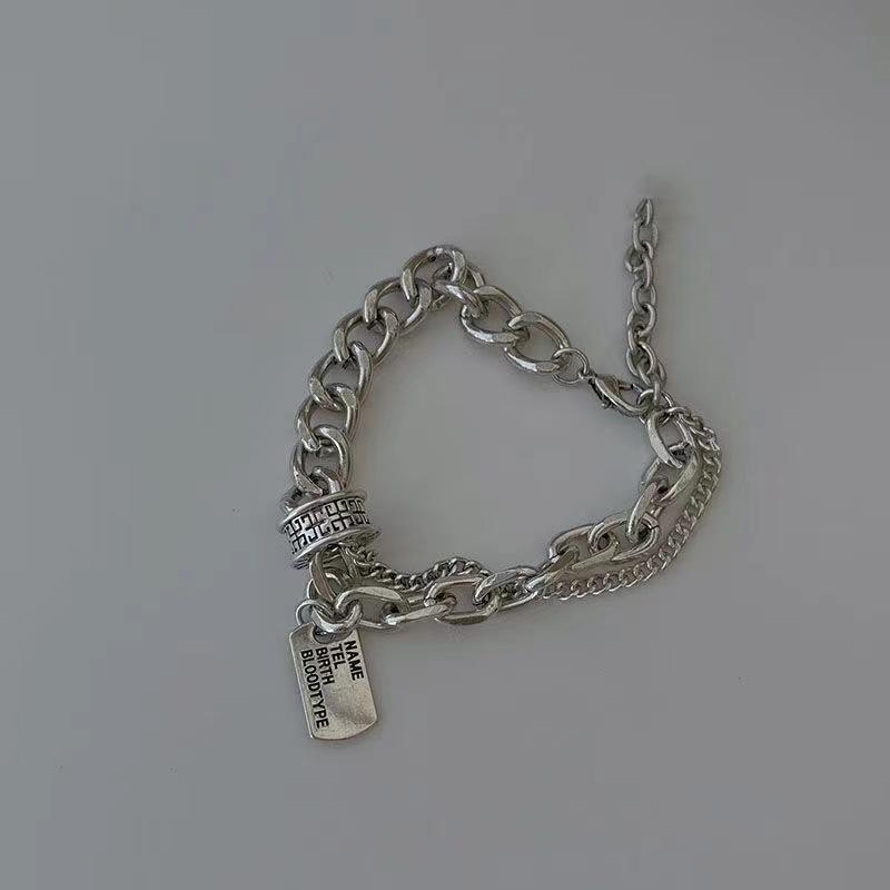 Hip Hop Trend Pendant Bracelet Double Layer Stackable Bangle Women Men Minimalist Niche Pendant Party Jewelry Gifts