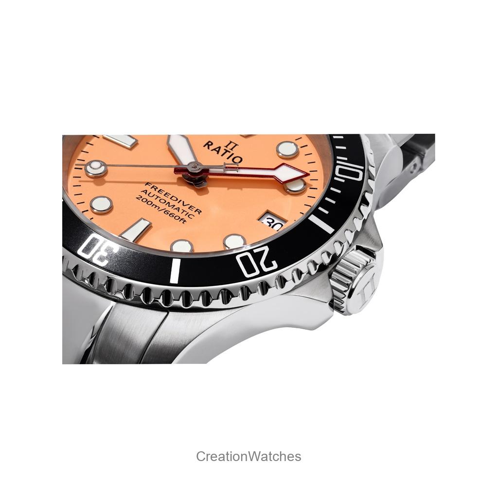 Ratio FreeDiver Sapphire Stainless Steel Salmon Dial Automatic RTF046 200M Men's Watch