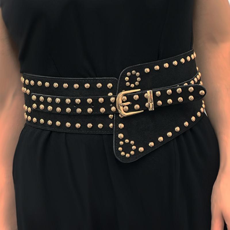 Fashion Rivet Waist Seal Waist, Retro Versatile Elastic Elastic Decoration, Wide Belt Women's Accessories