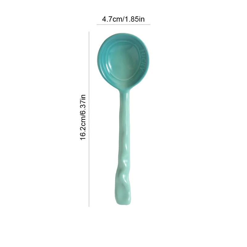 Ceramic Soup Spoon Japanese Tableware Eating Spoon Creative Long Handle Spoons Kitchen Cooking Utensil Tool Teaspoon For Kicthen