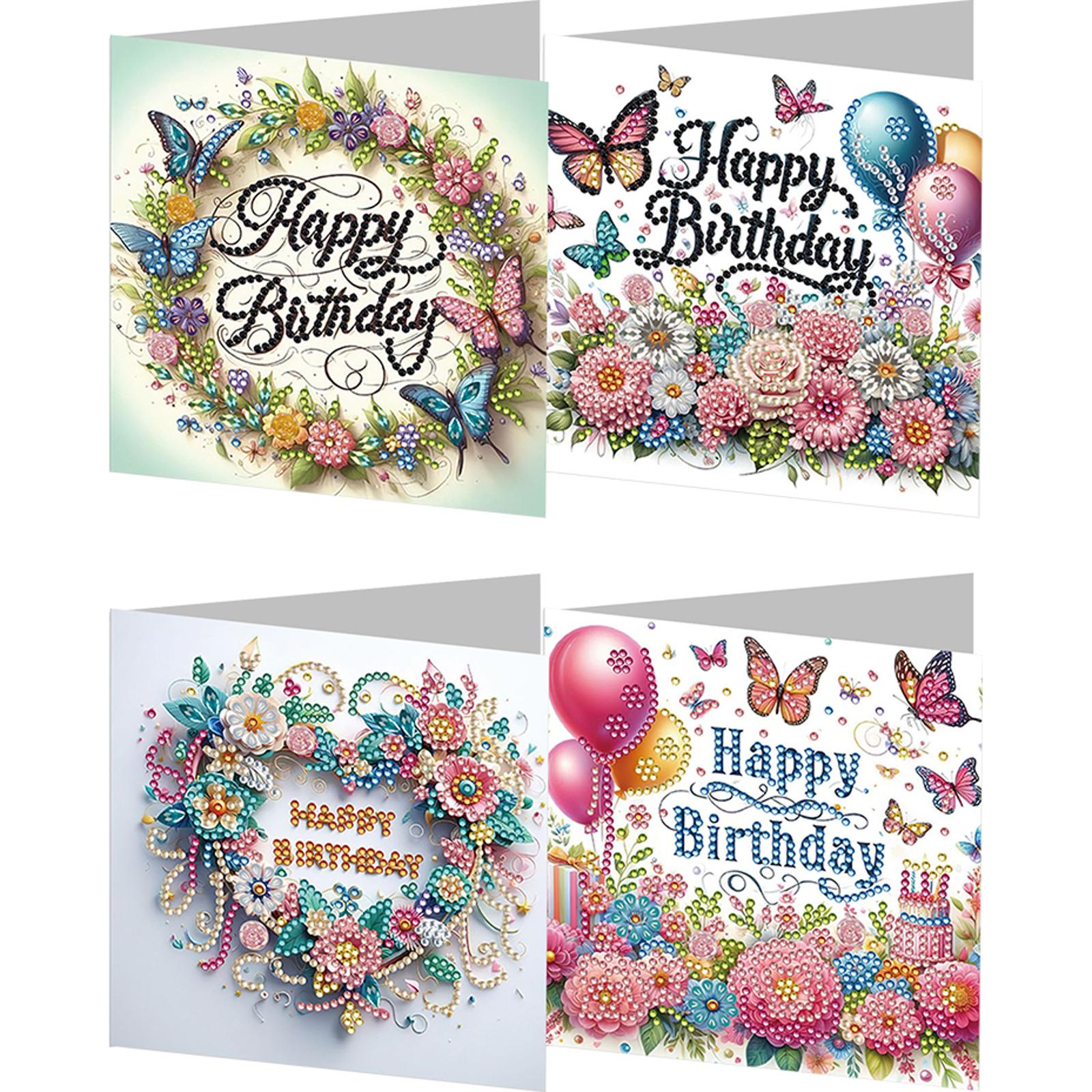 

4/6/8/12pcs DIY Rhinestone Diamond Art Mosaic Postcards Diamond Art Handmade Cards Creative Birthday & Thanksgiving Card Kit