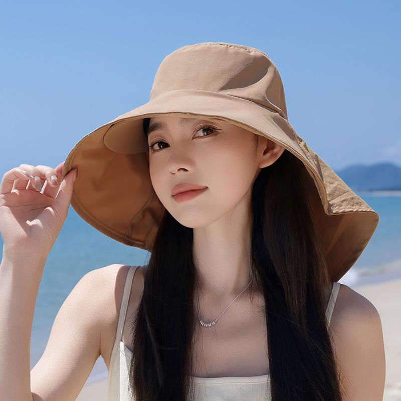 Spring and summer outdoor double-eave sunscreen hat fashion shawl sun hat children's quick-drying waterproof bucket hat