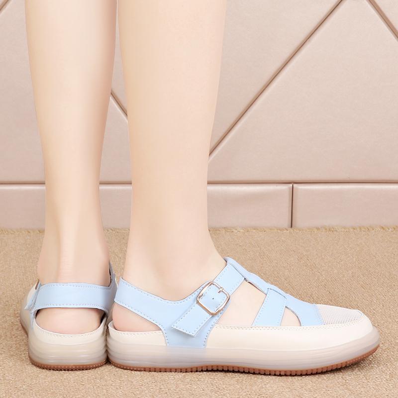 Sommer Damen Römersandalen Strandschuhe Lässige Zehenbedeckte Wandersandalen für Mädchen Übergröße