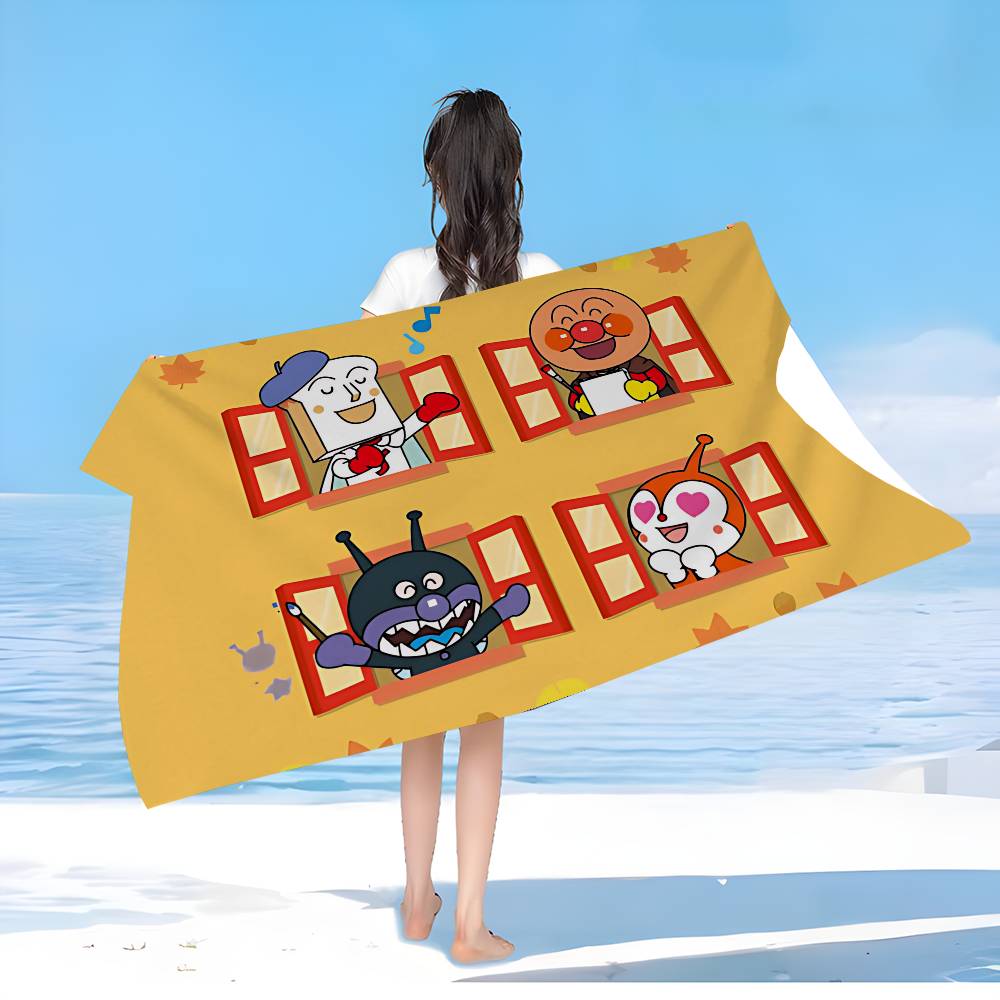 A-Anpanman Anime Microfiber Printed Beach Towel Mountain Climbing Yoga Beach Swimming Running Absorbent Soft Towel
