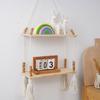 Unique Decorative Floating Tassels Shelf Wood Wall Mounted Storage Rack for Living Room Stylish Bedroom Organizer