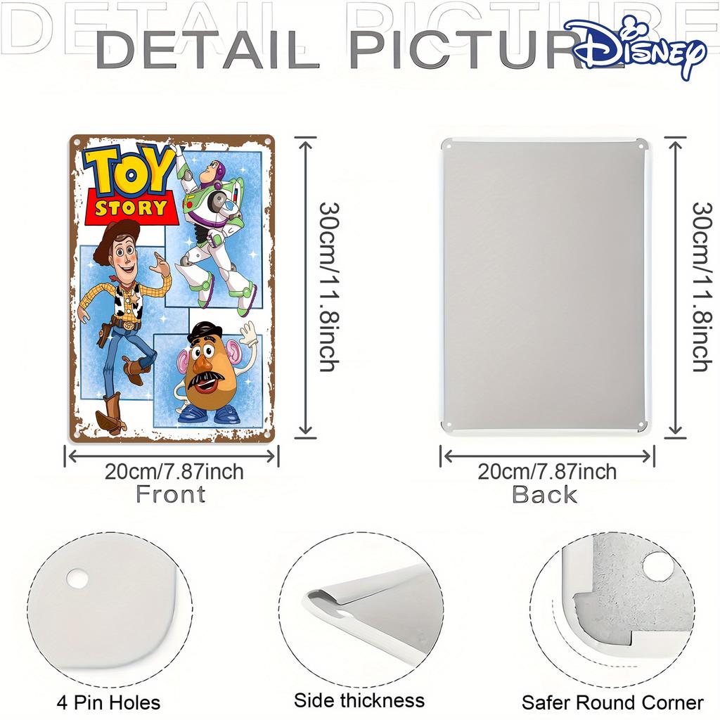 1pc Vintage Toy Story Metal Tin Sign, 20.32x30.48 cm Iron Wall Hanging Decorative Plaque, Art Deco Style, Frameless 2D Flat Desi