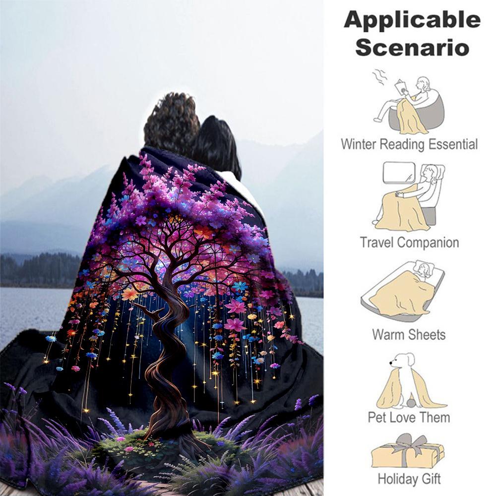 1pc magical tree Outdoor Flannel Blanket Soft Warm All-Season Throw for Sofa Bed Car Camping Office, Cozy Gift Idea1294S