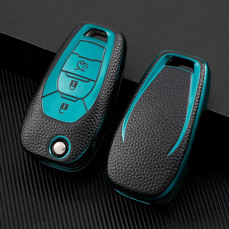 Tpu+Leather 3 Button Car Key Case Cover For Chevrolet Aveo Cruze 2014 Remote Case Protect
