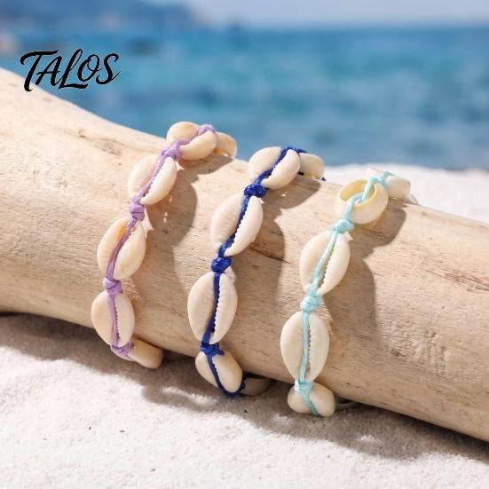 Flexible Rope Bracelets for All Sizes Handmade Seashell Bracelet, Natural Shell Boho Beaded Adjustable Retractable Knot Wristbands Woven String