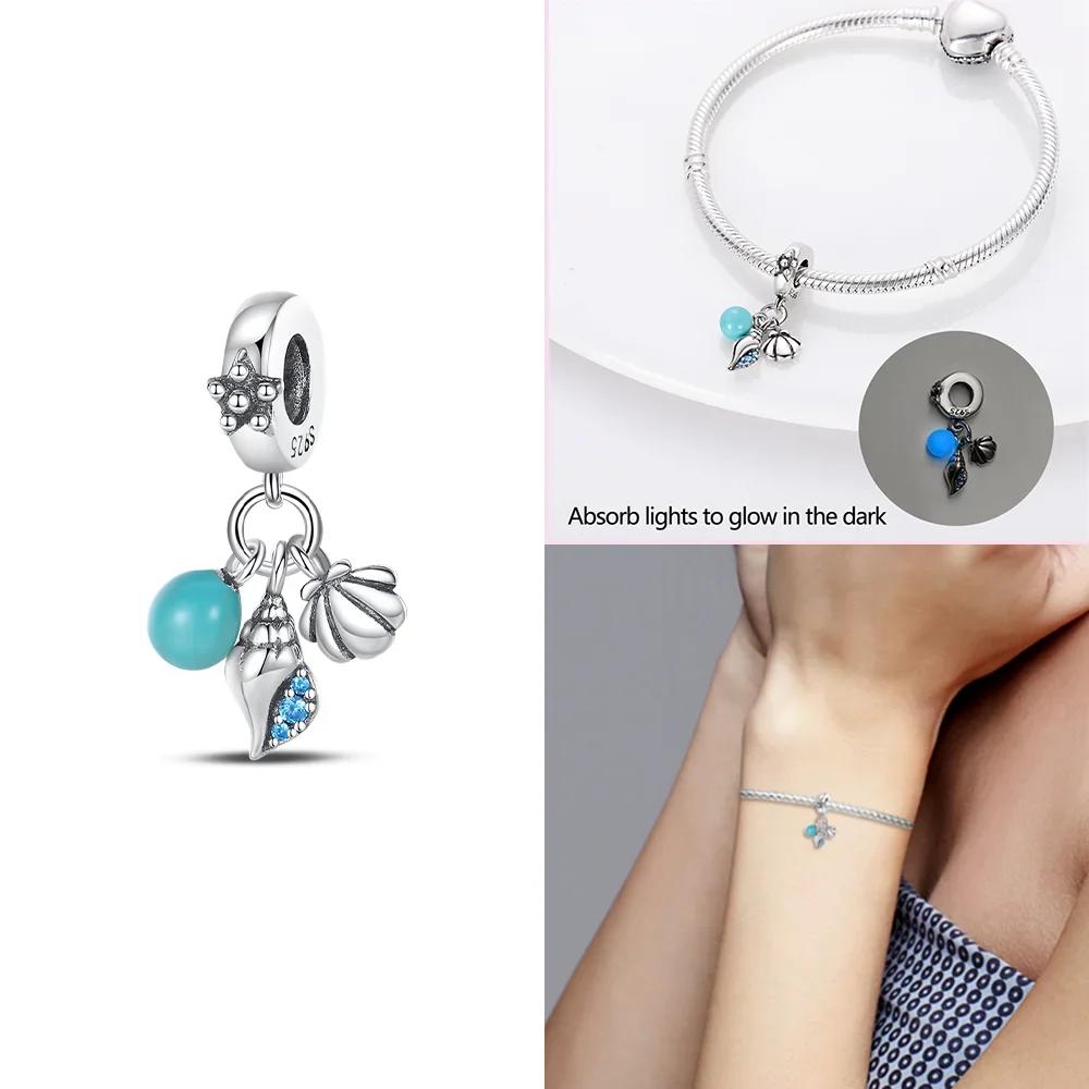 Ocean World Series Sea Blue Turtle Starfish Crab Octopus Charms Bead Fit Bracelet Copper Diy Jewelry Gift
