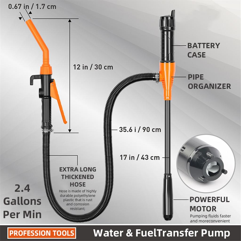 12V Electric Oil/Fuel Transfer Pump Portable Fuel Pump Battery-Powered Liquid Siphon Pump for Cars Trucks Gas Water with Hose