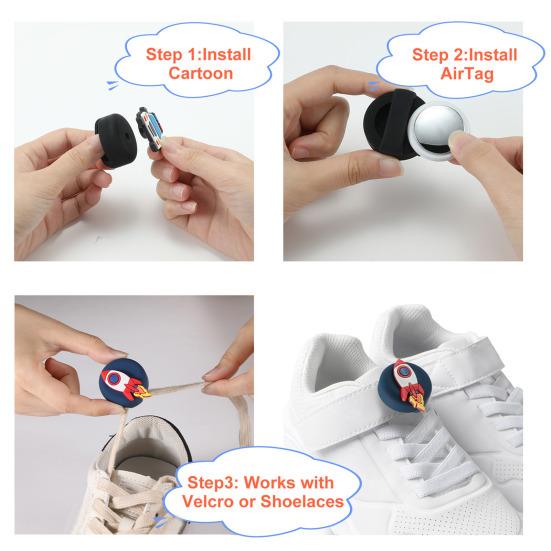 Carcasă de protecție din silicon pentru tracker, rezistentă la șocuri și impact, drăguț desen animat, impermeabilă, suport pentru tracker GPS, pentru AirTag